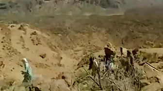 Three arabs fucks hot arabianslut in desert .