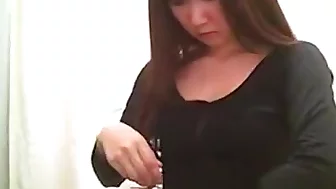 Dressing Room Shots Reveal A Skinny Brunette's Small