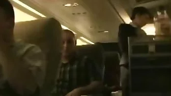 Stewardess gives passenger great blowjob