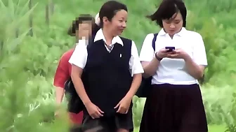 Urinating teen asians