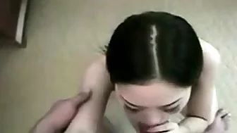Two horny teen giving double blowjob pov