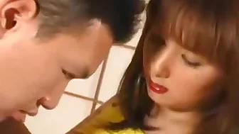 Fat Japanese sister seduce brother and swallow his cum