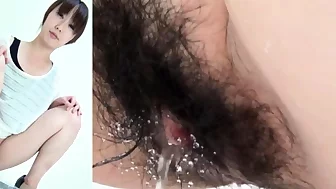 Hairy japan hos urinating